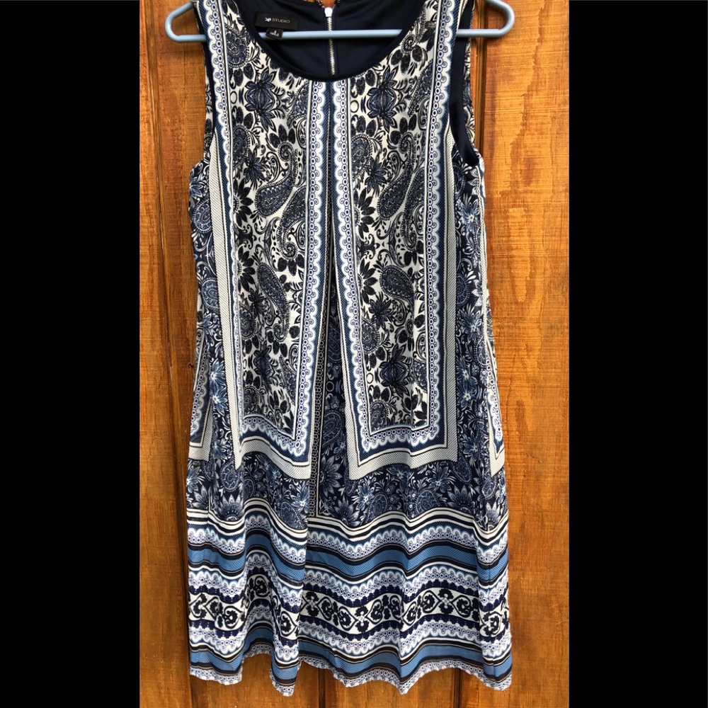 Blue white black dress ab studio